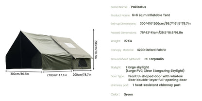 PAKICETUS Inflatable camping tent 4-8 people with windows portable water-resistant camping tent  Four season tents