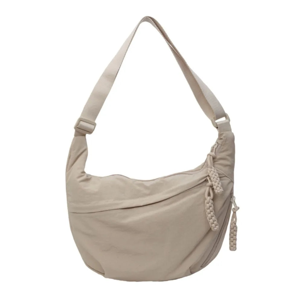 New Fashion Canvas Crossbody Bags Korean Simplified Shoulder Bag Large Capacity Sports Hobos Bag Solid Color Dumpling Bag