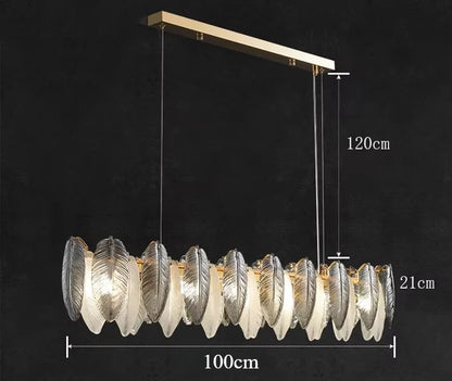 Luxury Villa Led Chandelier Feather Glass Gold Metal for Living Dining Table Room Bedroom Pendant Lights Home Decor Lustre Lamp