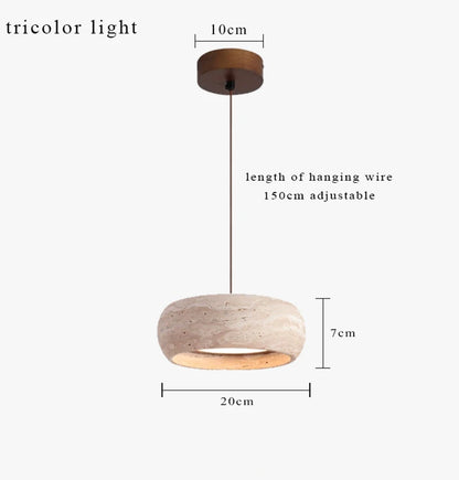 7.8in Modern Pendant Light Adjustable Pendant Lights With Yellow Travertine Lampshade LED 18W 3 Color Dining Room Bedroom