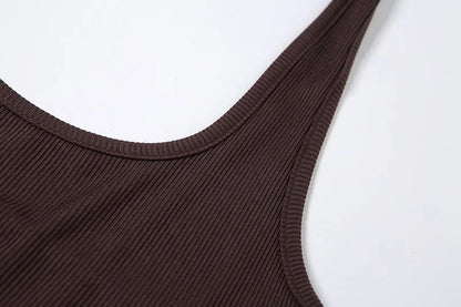 European Fashion Women's Solid Color Hollow Hanging Neck and Backless One-piece Sports Shorts with High Waist and Tight Fit