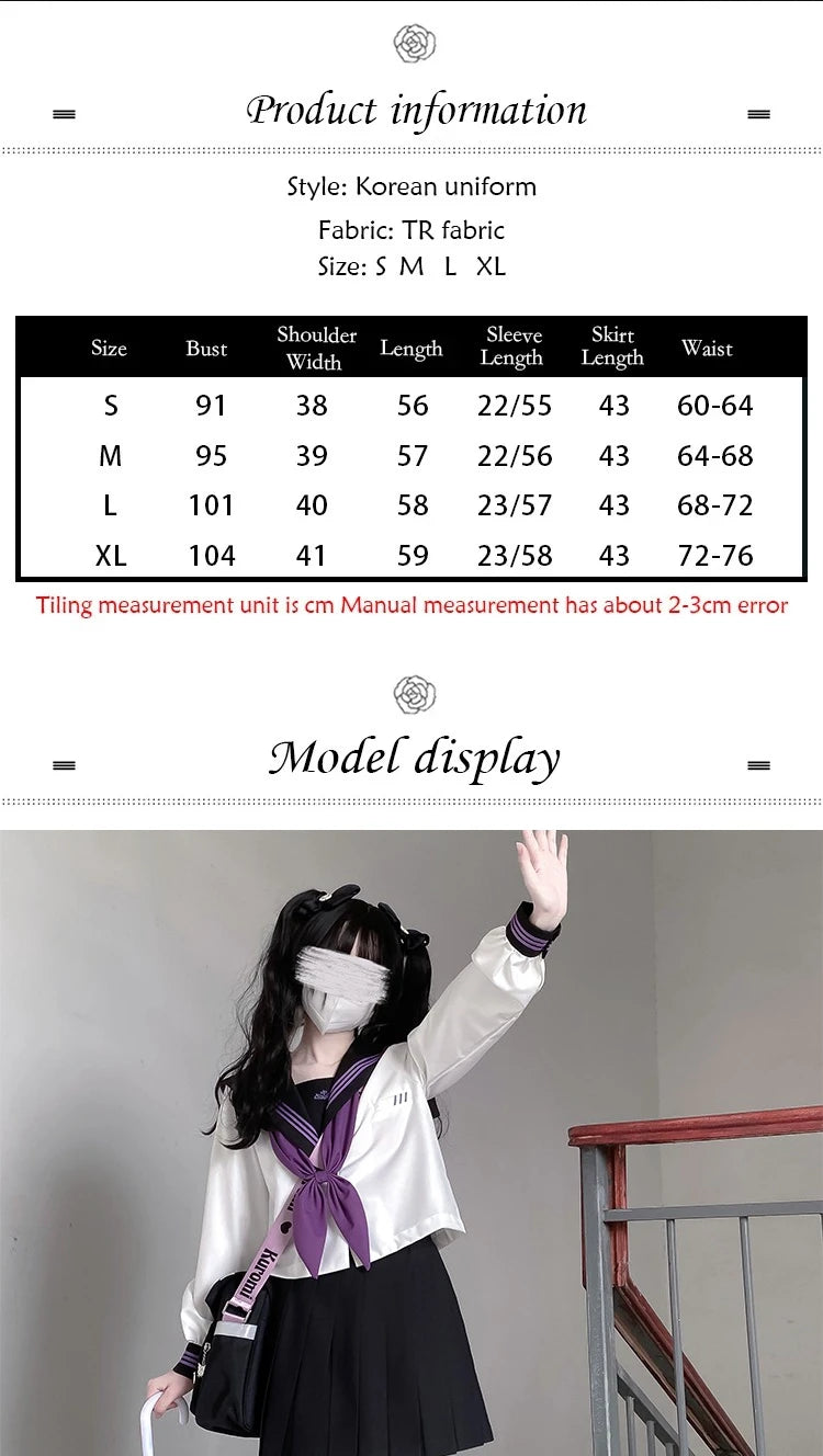 jk uniform Japanese student JK sailor suit long-sleeved intermediate suit Cosplay-Friendly Uniform Cute Japanese Style Uniform