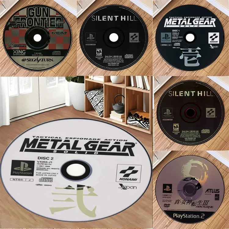 METAL GEAR Circular Carpet CD Cartoon Floor Mat Living Room Sofa Sports Room Bed Rug Bedroom Carpets Design Home Rugs Decoration