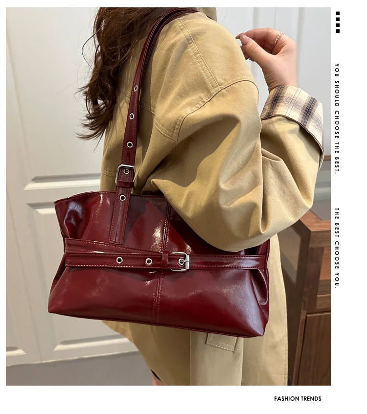 Winter Style Women's Retro Minimalist Tote Shoulder Bag 2025 Autumn Large Capacity Commuting Top-Handle Hand Bags for Women