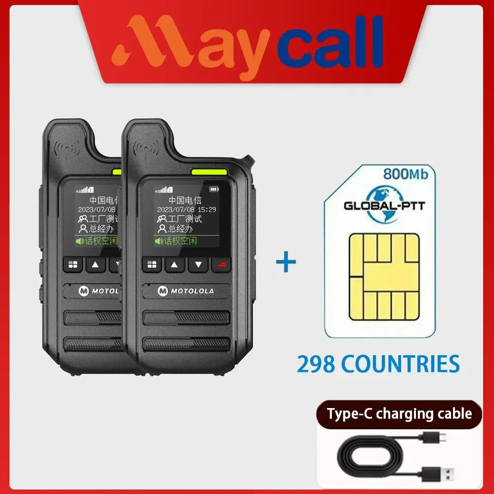 Motolola C65 4G LTE Digital Cluster POC Walkie Talkie Dual SIM Card 5000km Long Range 1500mAh Battery IPX-1 Water Resistant