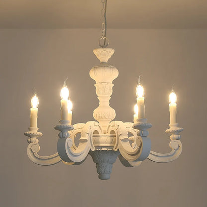 Antique White Wood Chandeliers Mid Century Chandelier Vintage French Hanging Chandeliers Classic 5/6/8 Lights Dining Living Room