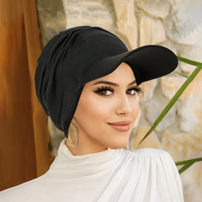 New Wide Brim Headwraps Hat for Women Muslim Turban Cap Multicolor Pullover Bonnet Travel Beanies Sun Hat Hair Loss Fashion
