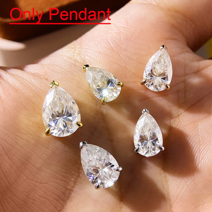 Serenity 3ct 5ct Pear Cut Moissanite Necklace for Women S925 Sterling Silver Chain Jewelry Sparkling Water Drop Pendant Necklace