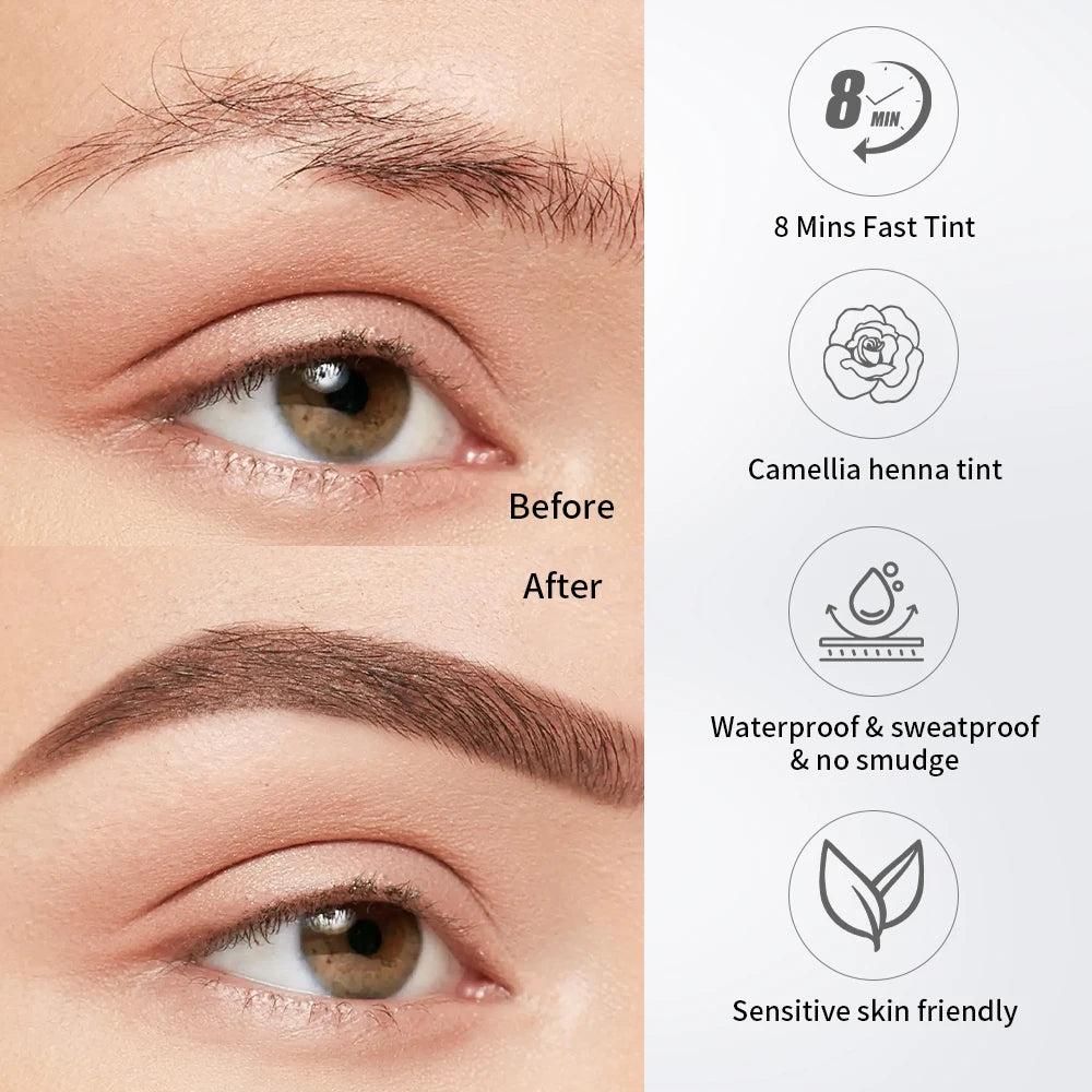 ICONSIGN Natural Vegan Brow Tint Kit 3 in 1 Camellia Extract Gentle Long Lasting No Need Mixing Easy Use Eyelash&Eyebrow Dye Set