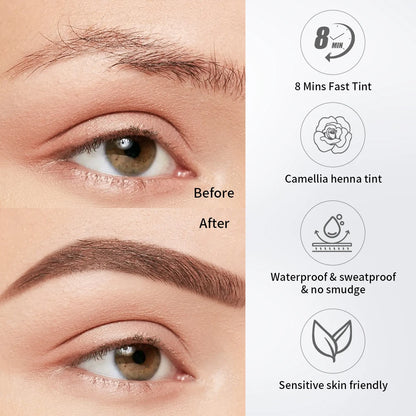 ICONSIGN Natural Vegan Brow Tint Kit 3 in 1 Camellia Extract Gentle Long Lasting No Need Mixing Easy Use Eyelash&Eyebrow Dye Set