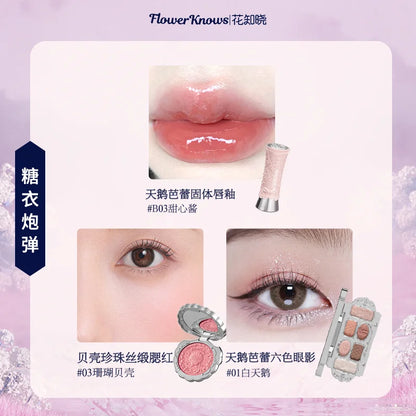 Flowerknows Gift Box Makeup Set Little Angel Full Box Lip Glaze Blusher Shell Jewelry Flower Know Birthday Gift Kit