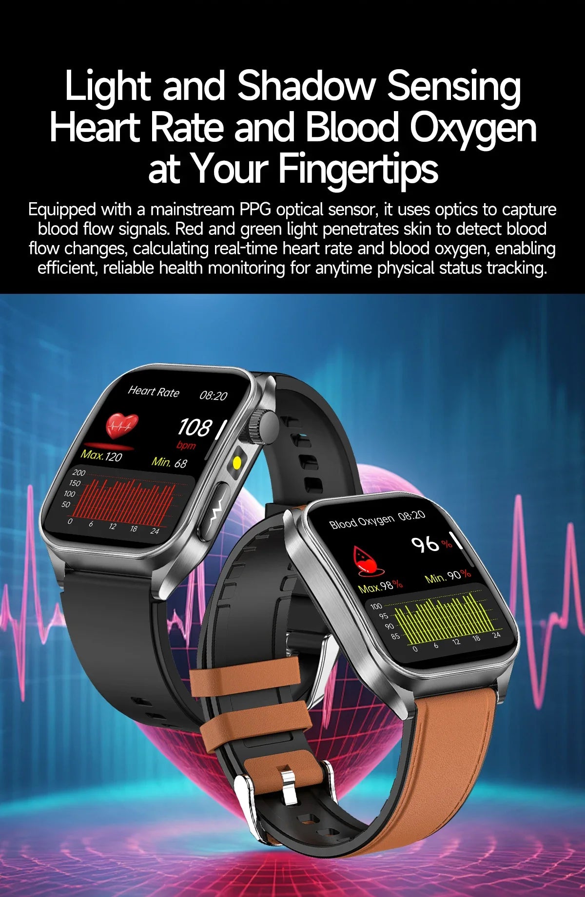 2026 New Health Smart Watch Laser Therapy Reduce Three Highs Blood Oxygen Pressure Uric Acid Blood Lipid ECG Smartwatch For Man