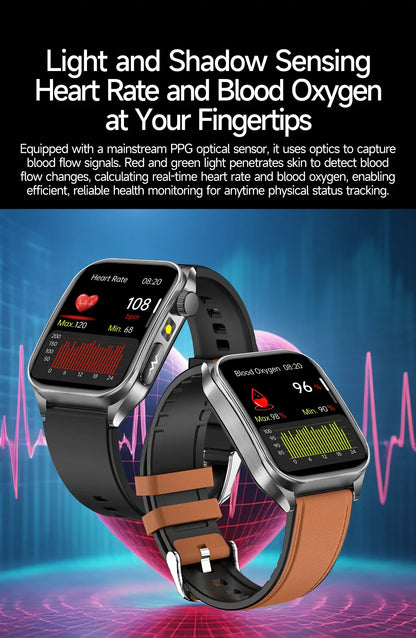 2026 New Health Smart Watch Laser Therapy Reduce Three Highs Blood Oxygen Pressure Uric Acid Blood Lipid ECG Smartwatch For Man