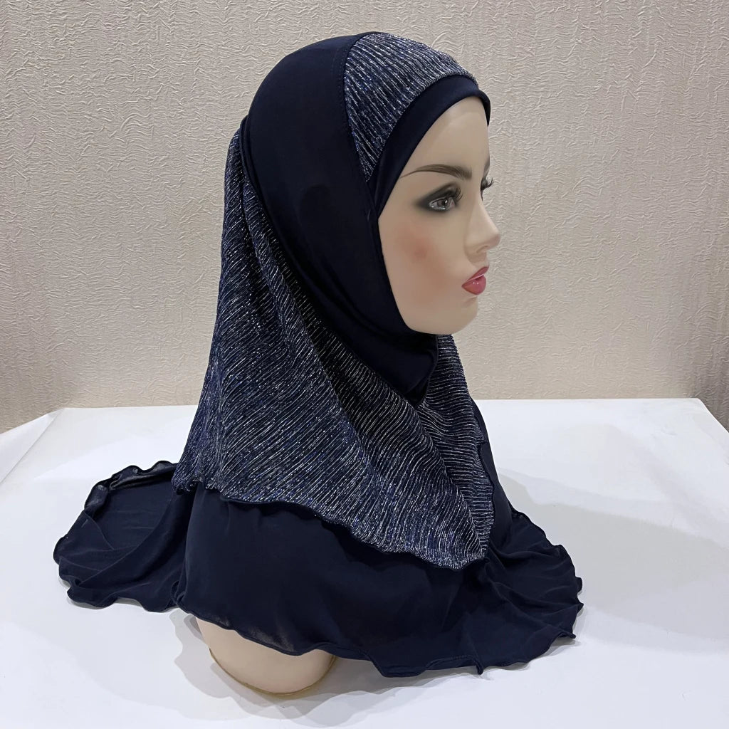 H076 Adults or big girls medium size 70*60cm pray hijab muslim hijab scarf islamic headscarf hat amira pull on headwrap