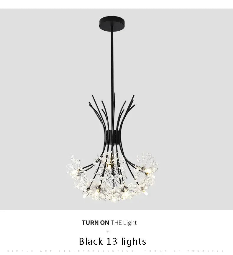 Ceiling Led Chandelier Modern Crystal Lamp Lustre Living Room Hanging Light Fixtures Kitchen Bedroom Home Decoration Black