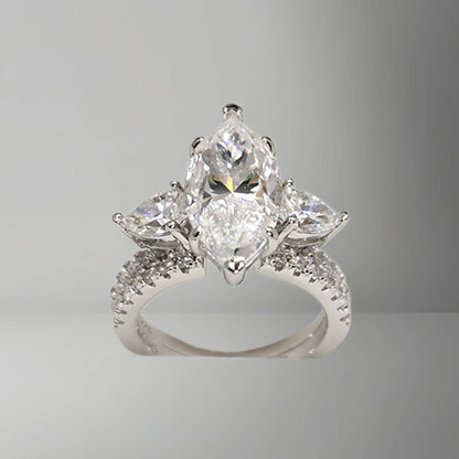 4Ct Marquise Cut Stackable Moissanite Engagement Ring Hot Selling Wedding Ring for Women 925 Sterling Silver with Certificate