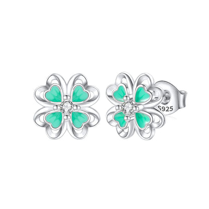 Original 925 Sterling Silver Luxury Bow Flower Shaped Clover Rose Pendant Earrings Elegant Mature Women Delicate Jewelry Gift