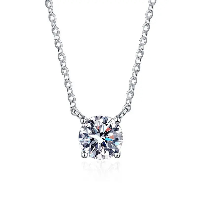 1-3ct Moissanite Necklace for Woman Wedding Fine Jewely with Certificates 925 Sterling Sliver Plated 18k White Gold Necklace