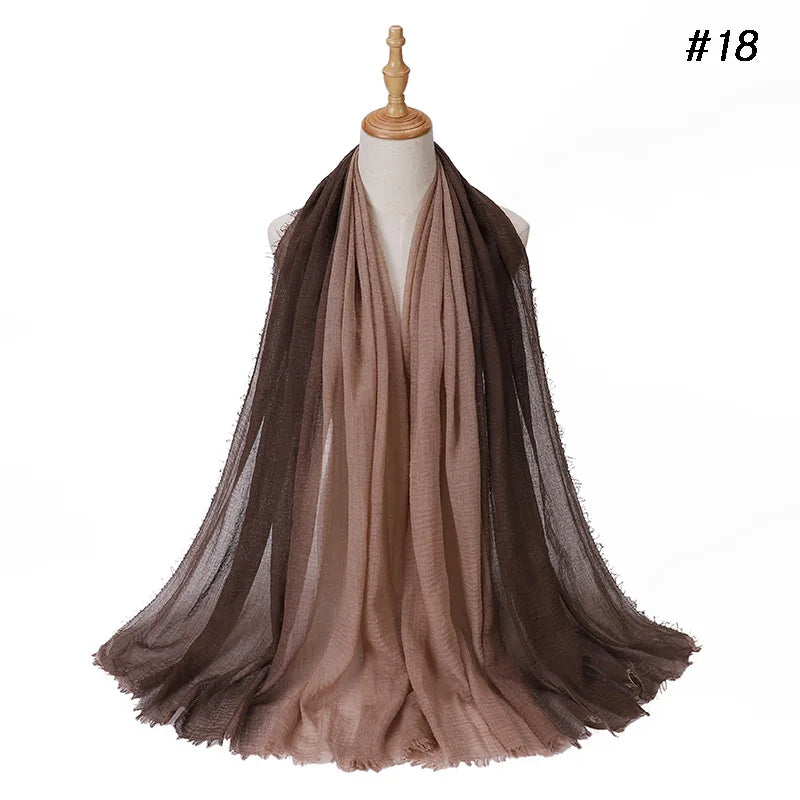 180*90cm Gradient Cotton Linen Women Muslim Hijab Scarf Woman Islamic Arab Shawl Wrap Head Scarves Ready To Wear Headscarf
