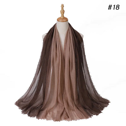 180*90cm Gradient Cotton Linen Women Muslim Hijab Scarf Woman Islamic Arab Shawl Wrap Head Scarves Ready To Wear Headscarf