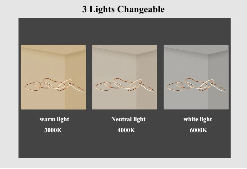 Modern Rose Gold LED Chandeliers Ligthing Nordic Lustre Home Decor Circle Rings Chandelier Hanging Pendant Lights Fixtures