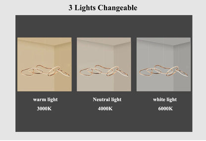 Modern Rose Gold LED Chandeliers Ligthing Nordic Lustre Home Decor Circle Rings Chandelier Hanging Pendant Lights Fixtures