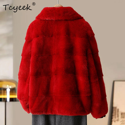 Tcyeek Luxury Natural Fur Coat Women Winter Clothes Real Fur Jacket 2025 Warm Whole Mink Womens Coat New in Coats Fourrure Femme