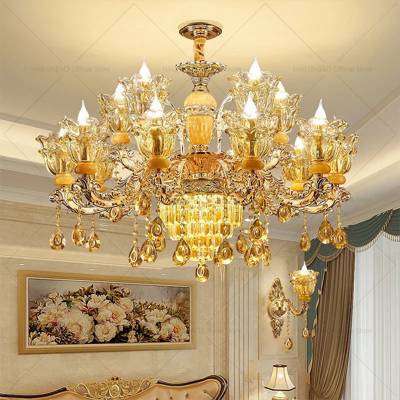 Postmodern Chandelier Living Room Lights European Dining Room Bedroom Home Master Luxury Atmospheric Lamps Villa Crystal Lamps