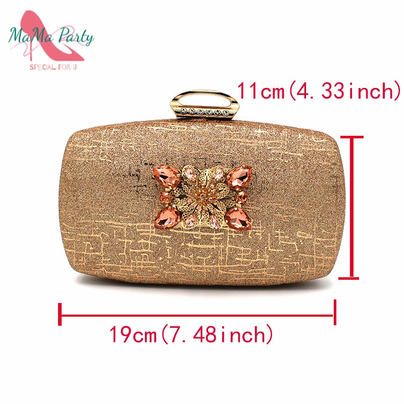Fuchsia Color Italian Classics Design African Women Shoes and Bag Set High Quality with Shinning Crystal for Wedding Party