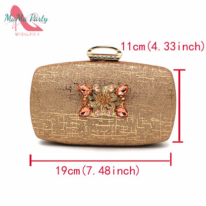 Fuchsia Color Italian Classics Design African Women Shoes and Bag Set High Quality with Shinning Crystal for Wedding Party