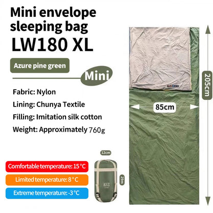 Outdoor Camping Ultralight Compact Adult Sleeping Bag Travel Washable Down Cotton Insulation Dirt-Resistant Portable Waterproof