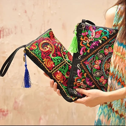 Luxury Design Flowers Clutches Pouch Fashion Women Wallet Wrist Handbag Lady Vintage Envelope Phone Purse Card Holders Pocket