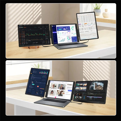 Rospider 16 Inch Portable Dual Screen Laptop Monitor Extender 1200P 2560P Rotatable Triple Display for Laptop MacBook Windows