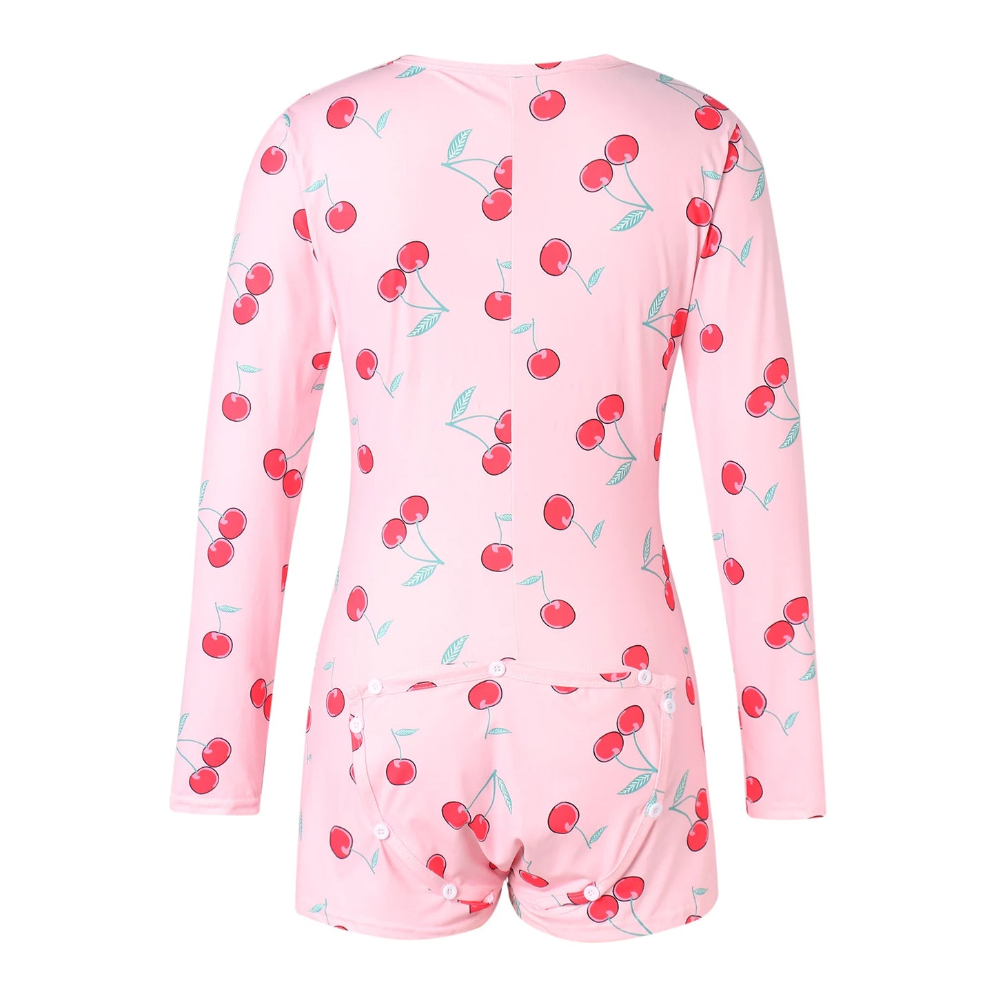 Combhasaki Women's Sexy High Waist Functional Buttoned Flap OnesEies Casual Pattern Print Romper Long Sleeve Playsuit Homewear