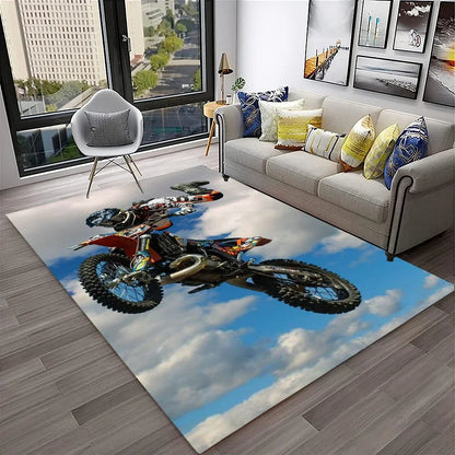 Off Road Motorcycle Racing Moto Carpet Rug for Home Living Room Bedroom Sofa Doormat Decor,Kid Play Area Rug Non-slip Floor Mat