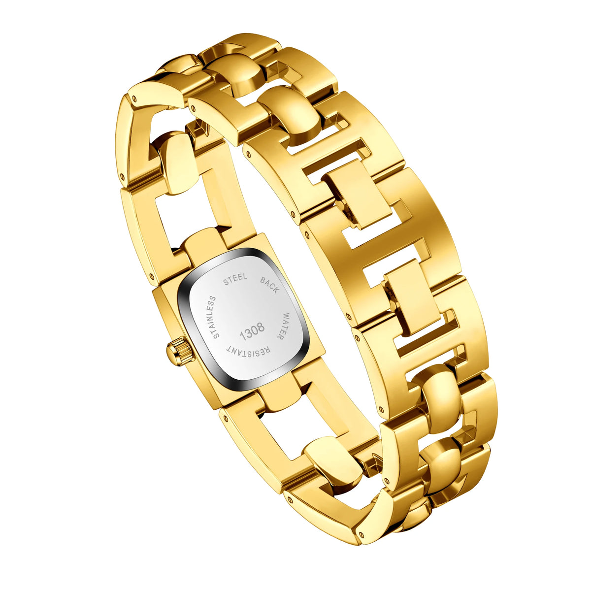 YaLaLuSi Ladies’ Openwork Niche Square Diamond-Set Bracelet Quartz Watch with Geometric Steel Strap – Affordable Luxury