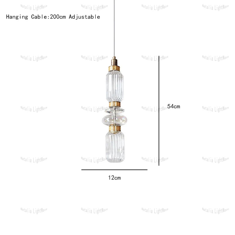 Creative Design Trendy Modern Glass Lamp Modern Home Decor Living Room Pendant Lights LED Foyer Hanging Lamp Long Table Lustre