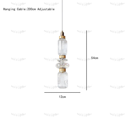Creative Design Trendy Modern Glass Lamp Modern Home Decor Living Room Pendant Lights LED Foyer Hanging Lamp Long Table Lustre