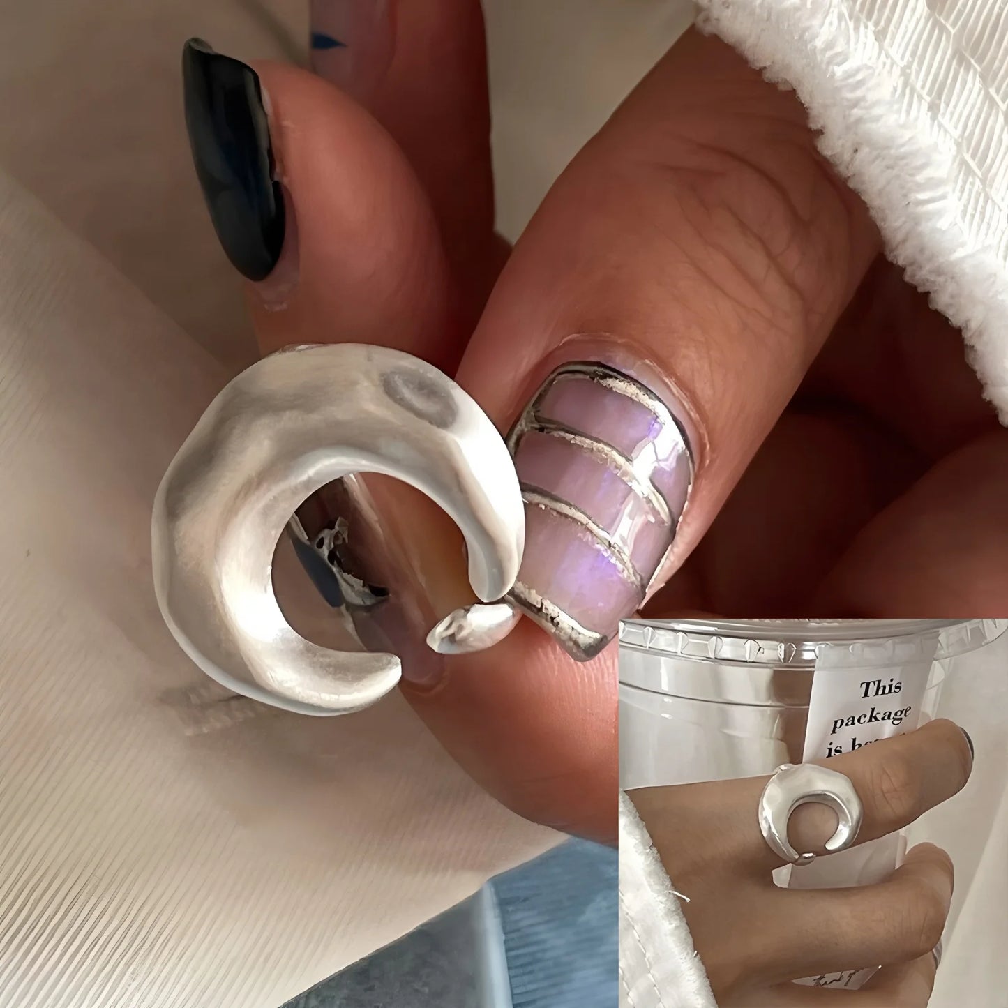 PANJBJ 925 Sterling Silver Golden Flower Rings For Women Drip Glaze Plant Irregular Adjustable Sweet Jewelry Gift Dropshipping