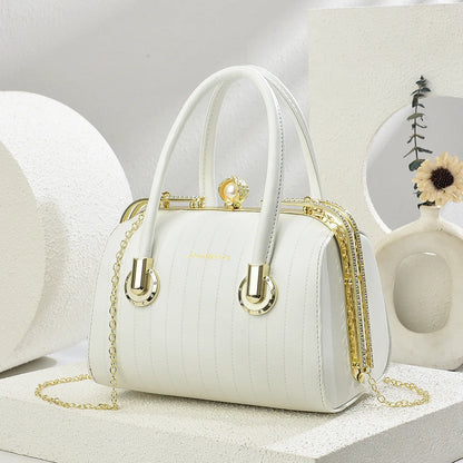 Fashionable Versatile High-End Texture Chain Handbag Shoulder Crossbody Bag for Women Summer New Arrival Boston Pillow Bag