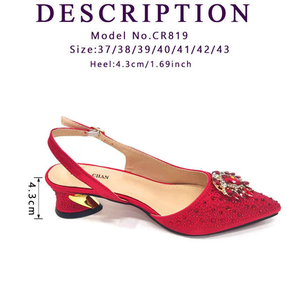 Purple 2024 Italian Design Girly Style Opend Toe Shoes And Bag Full Diamond Decoration with Appliques for Wedding Party
