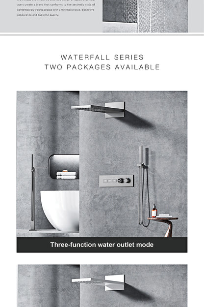 Luxury Black Brass Shower System Wall-Mounted LED Digital Display Design Cold & Hot Dual-Control 4-Function Ceiling Shower Tap
