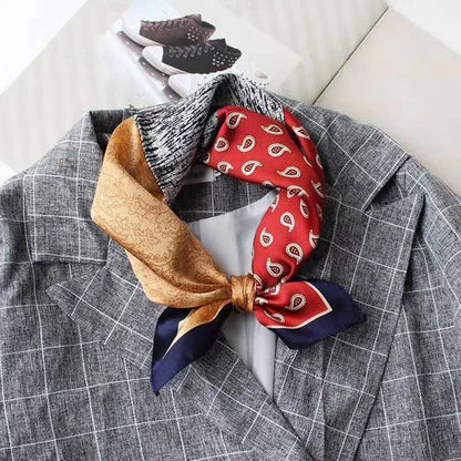 Silk Scarf For Bag Lady Neck Tie 100% Silk Scarf Luxury Brand Print Flower Stripe Plaid Dot Bandana Hair Tie Handkerchief Gifts
