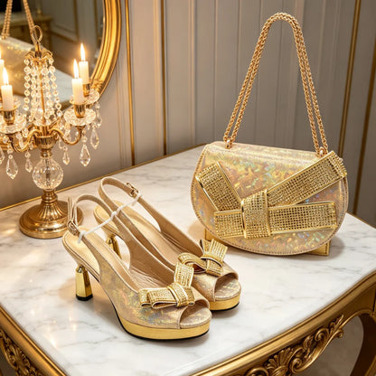 Italian Shoe and Bag Set Luxury Designer 2026 Women Shoes and Bags To Match Set Nigeria Party Bag Set Decorated with Shoe