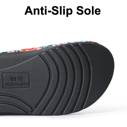 Litfun Winter Cotton Waffle Slippers For Women Breathable Indoor Adjustable Slides Slip On Open Toe Slippers With Arch Support