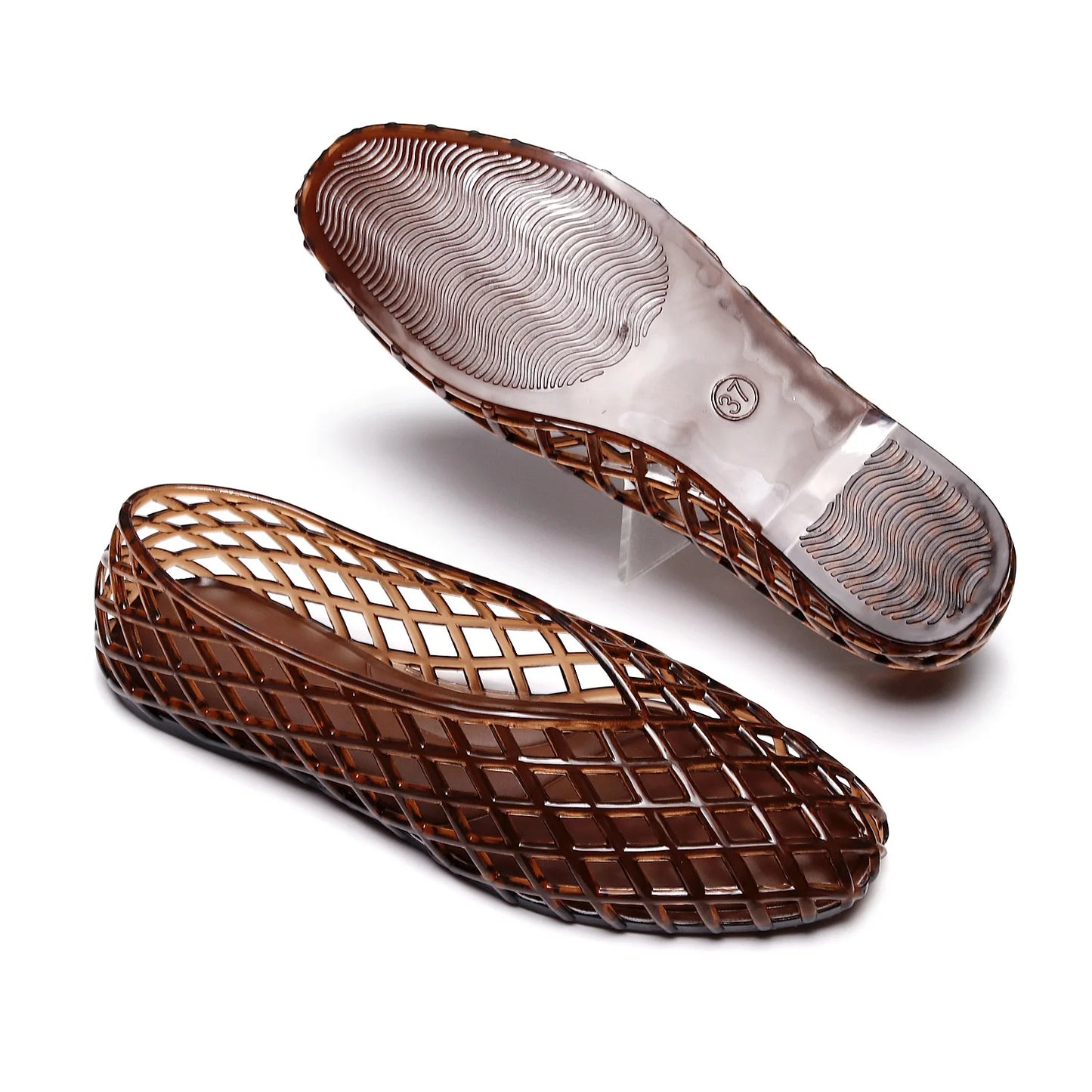 New V-mouth Crystal Jelly Shoes Fashionable, Versatile, Comfortable, Flat Bottom Single Shoes, Casual Sandals for Women