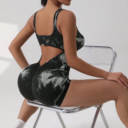 Sexy With V-shaped Exposed Waist Women's Summer Jumpsuits Fitness Daily Wear Casual Yoga Workout Jumpsuits