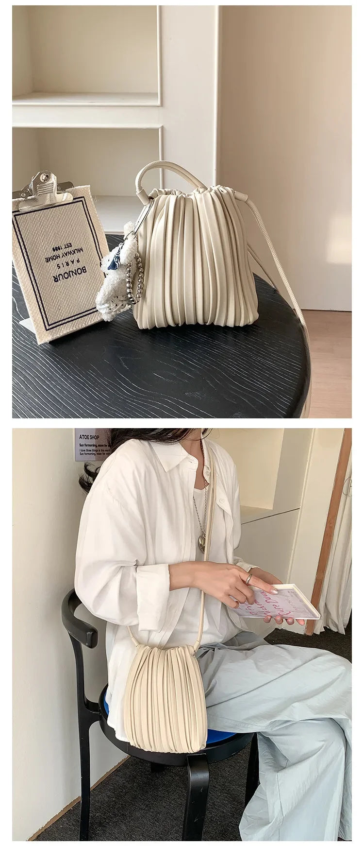Summer Fashion New Crossbody Bag Women's PU Single Shoulder Mini Bag Luxury Versatile Pleated Casual Small Square Bag Handbags