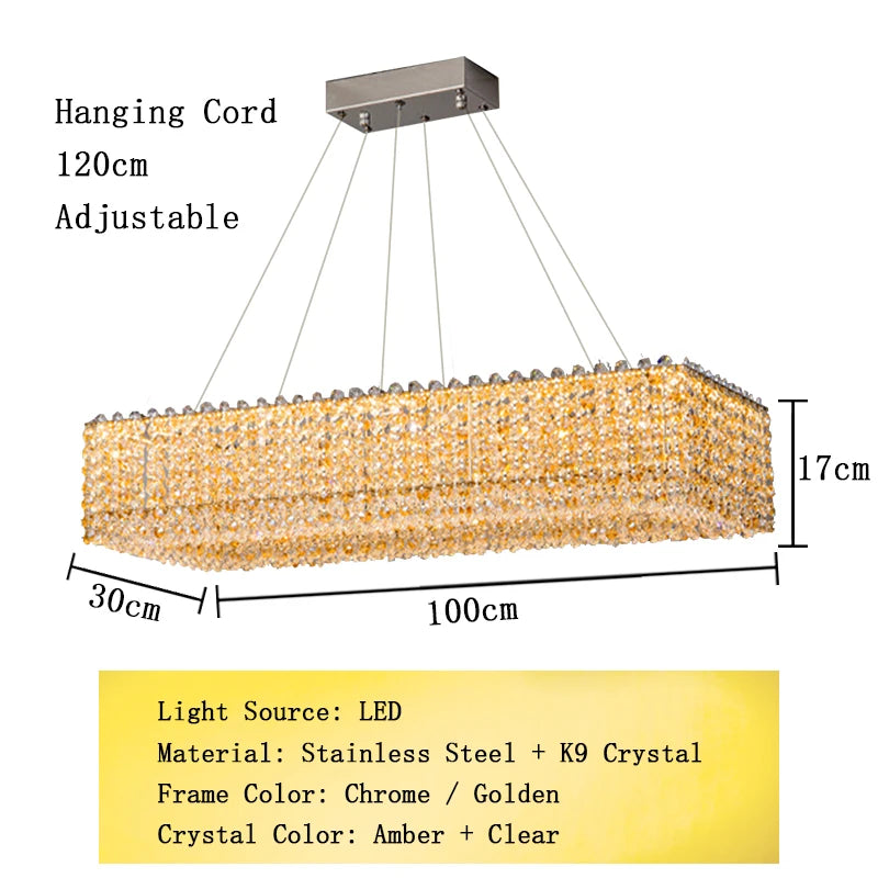 Champagne Crystal Waterfall Bead Modern Ceiling Lights LED Lamps Lighting Fixture for Living Room Lustres Home Decor Lampara
