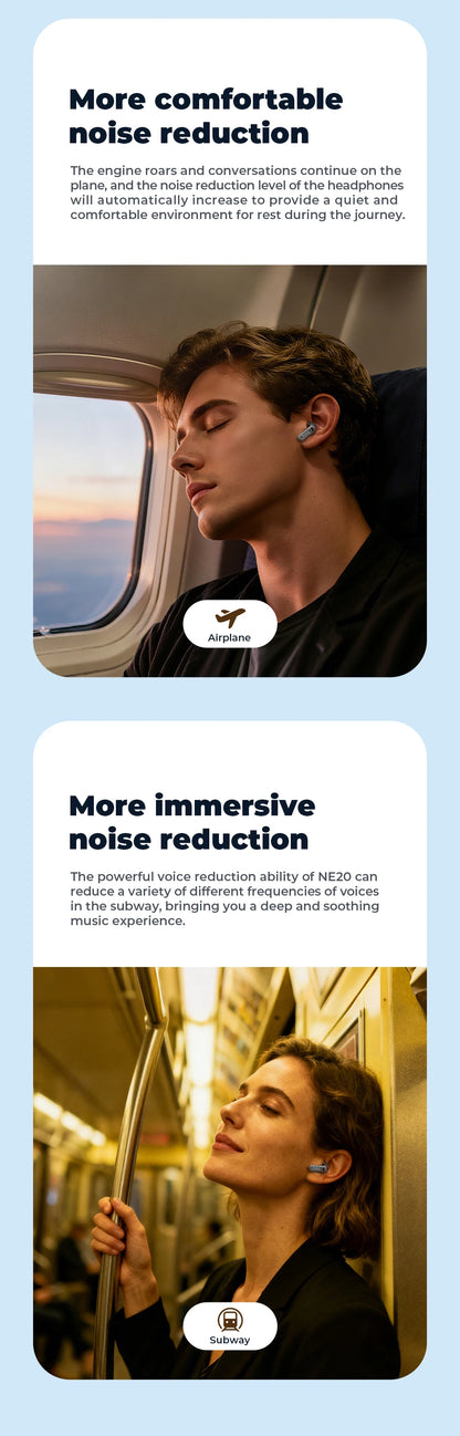 HTC NE20 Original Wireless Bluetooth Earphone In Ear AI Translate Earbud LED Multi-function Touchscreen Noise Reduction Headset